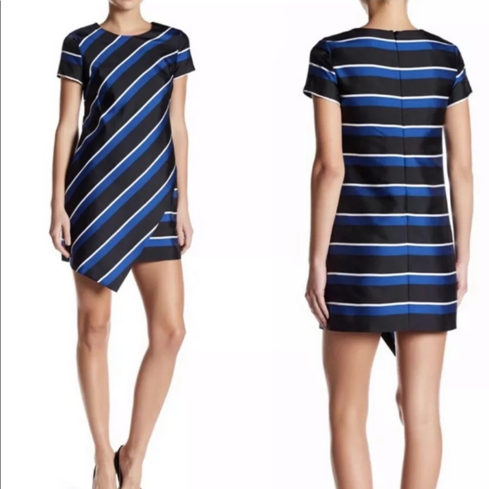 CYNTHIA STEFFE Asymmetrical Striped Dress NWOT